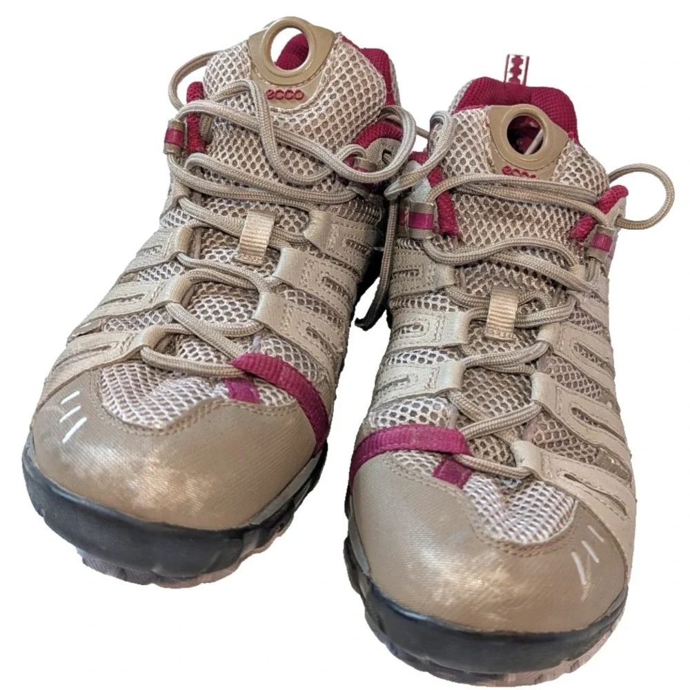 ECCO Womens 11-11.5 M (47) Ultra Terrain Hiking Shoes Brown & Wine Red Receptor